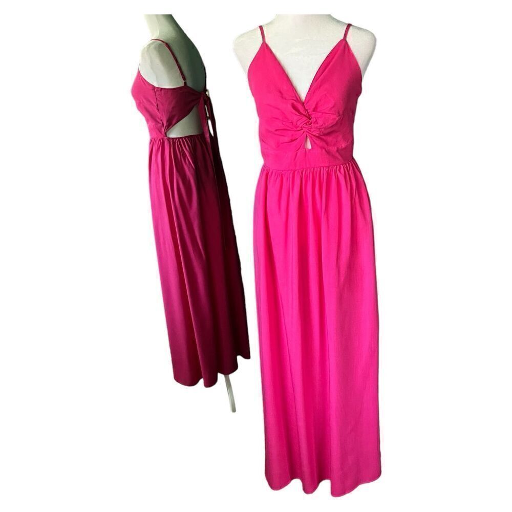 CUPSHE Fuscia Front Twist Keyhole Summer Beach Sleeveless Maxi S New - Picture 3 of 11